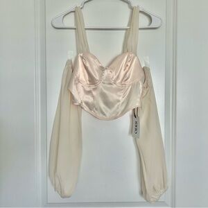 Cider (S) NWT Light Yellow Cropped Off-the-Shoulder Corset Blouse